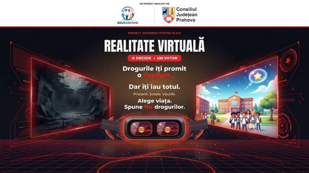 Elevii din Prahova vor învăța despre pericolele consumului de droguri prin realitate virtuală. Proiect în patru școli din județ