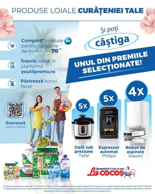La Cocoș: Produsele pentru curățenie îți pot aduce premii pe măsură! La Cocoș: Produsele pentru curățenie îți pot aduce premii pe măsură!