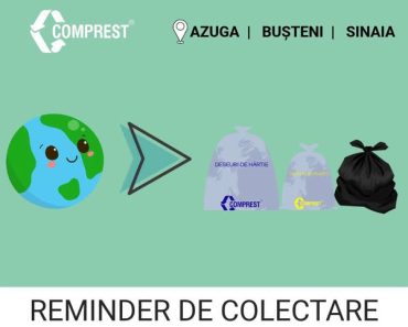 Comprest: Programul colectării deșeurilor în Azuga, Bușteni și Sinaia, în perioada 20-22 octombrie Comprest: Programul colectării deșeurilor în Azuga, Bușteni și Sinaia, în perioada 20-22 octombrie