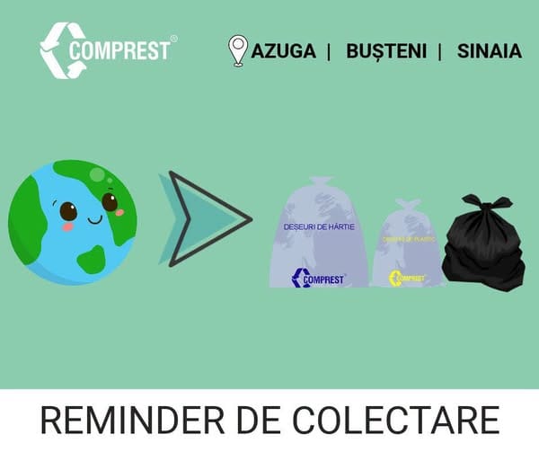 Comprest: Programul colectării deșeurilor în Azuga, Bușteni și Sinaia, în perioada 20-22 octombrie