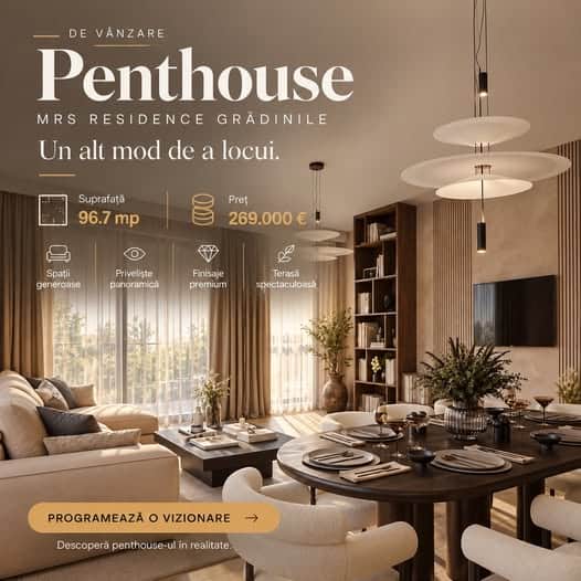 Locuință cu priveliște panoramică: cât costă un penthouse la MRS Grădinile