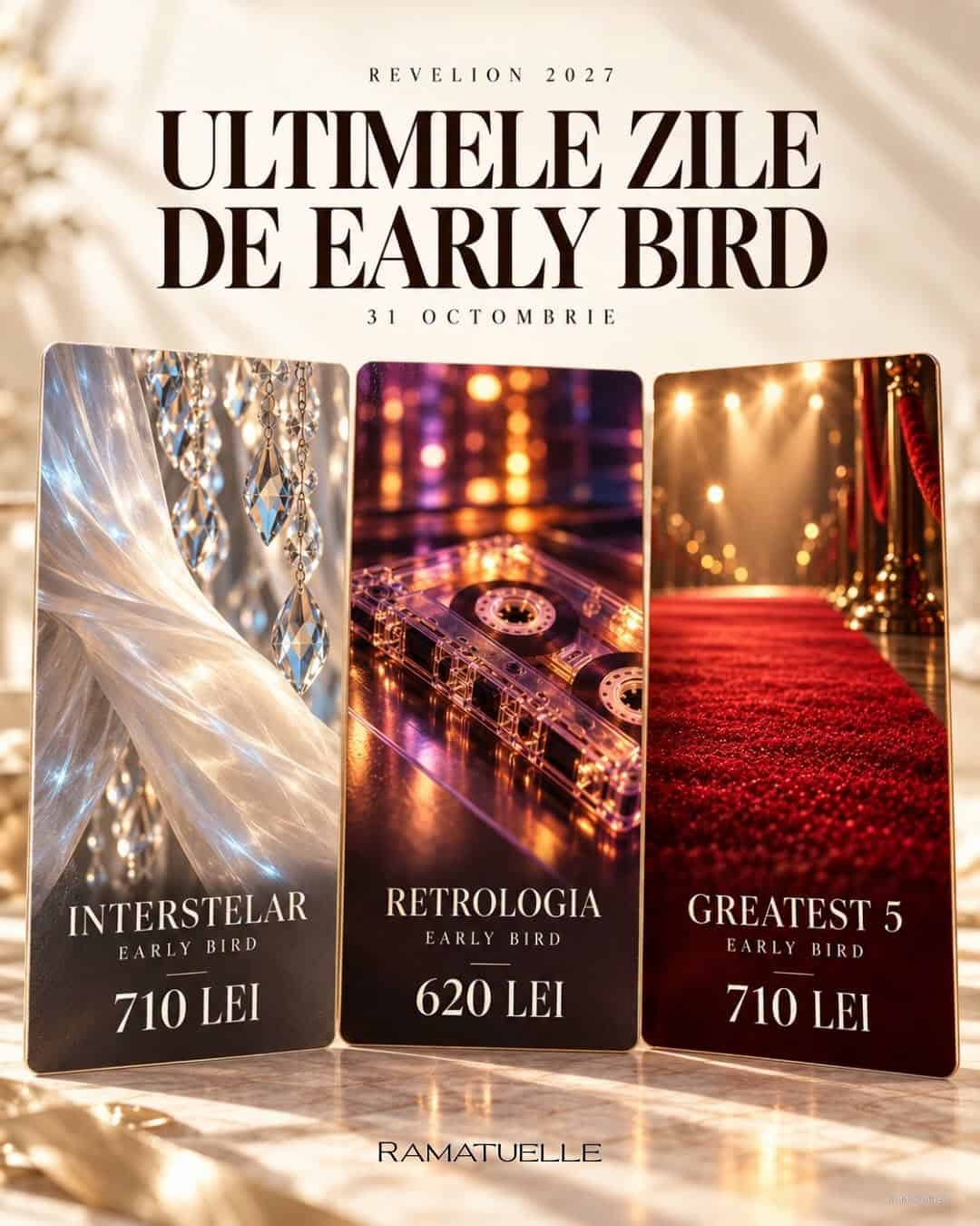 Revelion 2027 la Ramatuelle: trei variante de petrecere și prețuri Early Bird până pe 31 octombrie Revelion 2027 la Ramatuelle: trei variante de petrecere și prețuri Early Bird până pe 31 octombrie